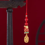 Buddha Stones Koi Fish Cinnabar Attracting Wealth Wish Ruyi Charm Luck Phone Hanging Decoration Phone Hanging Decoration BS 24