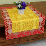 Buddha Stones Brocade Prayer Altar Flower Vajra Dragon Pattern Auspicious Symbols Table Runner Prayer Altar BS 15