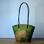 Buddha Stones Vintage Bamboo Magpie Peony Butterfly Large Capacity Shoulder Bag Handbag Shoulder Bag BS Green Peony 22-32*19.5*11.5cm