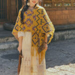 Buddha Stones Tibetan Shawl Striped Geometry Pattern Winter Cozy Travel Knitted Scarf Wrap Tibetan Shawl BS Yellow 130*150cm