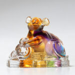 Buddha Stones Year of the Dragon Handmade 12 Chinese Zodiac Liuli Crystal Art Piece Protection Home Office Decoration Decorations BS Rat About 8.5*5.5*8cm