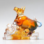 Buddha Stones Year of the Dragon Handmade 12 Chinese Zodiac Liuli Crystal Art Piece Protection Home Office Decoration Decorations BS Ox About 8.5*5.5*8cm