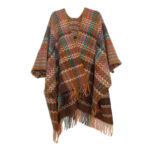 Buddha Stones Tibetan Shawl Colorful Wavy Line Tassels Winter Cozy Travel Scarf Wrap Tibetan Shawl BS Brown Colorful 155*130cm
