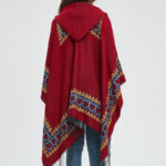 Buddha Stones Tibetan Shawl Red Love Heart Tassel Hooded Cloak Winter Cozy Travel Scarf Wrap Tibetan Shawl BS 17