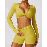 Buddha Stones Gym Sports Yoga Backless Bra Crop Tank Top Breathable Shorts 2-Piece Outfit BS 39