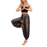 Buddha Stones Peacock Feather Pattern Loose Harem Trousers Women's Yoga Pants Women's Harem Pants BS 10