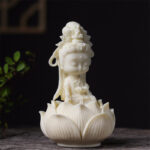 Buddha Stones Mini Ivory Fruit Kwan Yin Avalokitesvara Lotus Wealth Desk Decoration Decorations BS 1