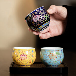 Buddha Stones Lotus Flower Pod Pattern Ceramic Teacup Kung Fu Tea Cup 80ml Cup BS main