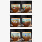 Buddha Stones Colorful Deer Pipa Snow Plum Blossoms Mountains Rivers Bird Ceramic Teacup Kung Fu Tea Cup Bowl Cup BS 12