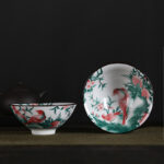 Buddha Stones Flowers Fu Character Mountains Lotus Cherry Blossoms Ceramic Teacup Kung Fu Tea Cup Cup BS Red Bird Green Branches 8.5cm*4cm*90ml