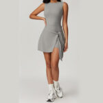 Buddha Stones Solid Color Sports Tennis Yoga Lace-up Women Sports Dress Sports Dress BS 23