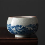Buddha Stones Mountain Landscape Lotus Orchid Pavilion Gathering Ceramic Teacup Kung Fu Tea Cup Cup BS Mountain Landscape 8.3cm*5.3cm*150ml