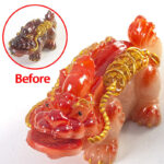 Buddha Stones Color Changing Small PiXiu Copper Coins Resin Tea Pet Wealth Home Figurine Decoration Decorations BS Red Pixiu 11*5.5*4.5cm