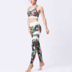 Buddha Stones 2Pcs Sunflower Flowers Leaves Print Top Pants Sports Fitness Yoga Women's Yoga Sets Women's Yoga Sets BS 8