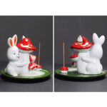 Year of the Rabbit Carrot Mushrooms Rabbit Ceramic Bunny Blessing Incense Burner (Extra 30% Off | USE CODE: FS30) Incense Burner BS 14