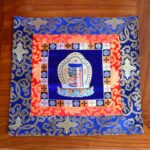 Buddha Stones Prayer Altar Mat Meditation Strength Endless Knot Vajra Man-Bcu Kalachakra Auspicious Symbols Prayer Altar BS Man-Bcu Kalachakra Blue