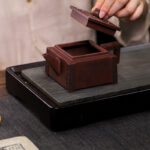 Buddha Stones Yixing All Handmade Gomoku Playing Chess Purple Clay Kung Fu Square Teapot 280ml Teapot BS 7