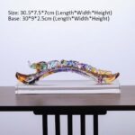 Buddha Stones Handmade Liuli Crystal Ruyi Elephant Art Piece Home Decoration With Crystal Base Decorations BS 30.5*7.5*7cm