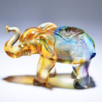 Buddha Stones Handmade Liuli Crystal Elephant Art Piece Wisdom Wealth Home Decoration Decorations BS 8