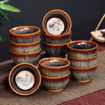 Buddha Stones 12 Chinese Zodiac Pattern Ceramic Teacup Kung Fu Jian Chinese Zhan Tea Cup 73ml Jian Zhan Tea Cup BS 1
