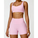 Buddha Stones Gym Sports Yoga Backless Bra Crop Tank Top Shorts 2-Piece Outfit BS 37