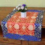 Buddha Stones Brocade Prayer Altar Flower Vajra Dragon Pattern Auspicious Symbols Table Runner Prayer Altar BS 18