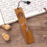 Buddha Stones 4Pcs Four Seasons Plum Orchid Bamboo Chrysanthemum Peking Opera Mask Wood Bookmarks With Gift Box Bookmarks BS 4