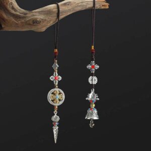 Buddha Stones Tibet Om Mani Padme Hum Vajra Dorje Spiritual Car Hanging Decoration Car Hanging Decoration BS main