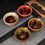 Buddha Stones Maple Leaf Colorful Ceramic Teacup Home Tea Cups Cup BS 3