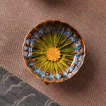 Buddha Stones Lotus Peacock Dragon Phoenix Koi Fish Ceramic Teacup Gold Silver Inlaid Tea Cups 120ml Cup BS 8