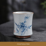 Buddha Stones Lotus Flower Leaf Bamboo Ceramic Teacup Kung Fu Tea Cups Cup BS Bamboo 5.6cm*6.5cm*70ml