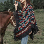 Buddha Stones Tibetan Shawl Striped Knitted Tassels Pullover Winter Cozy Travel Scarf Wrap Tibetan Shawl BS 1