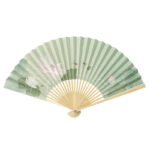 Buddha Stones Lotus Flowers Leaf Koi Fish Handheld Paper Bamboo Folding Fan Folding Fan BS 9