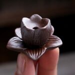 Buddha Stones Lotus Plum Blossom Square Ceramic Spiritual Backflow Incense Burner Incense Burner BS 6