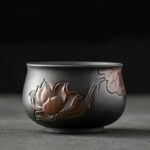Buddha Stones Lotus Leaf Flower Landscape Dragon Bamboo Ceramic Teacup Kung Fu Tea Cup Bowl Cup BS Lotus Leaf 7cm*4cm*70ml