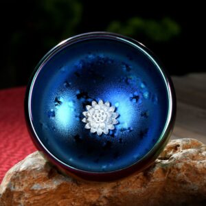 Buddha Stones Lotus Dragon Phoenix Koi Fish Peacock Chinese Jianzhan Inlaid Silver Kiln Change Ceramic Teacup Kung Fu Tea Cup Jian Zhan Tea Cup BS Lotus 8cm*6cm*150ml