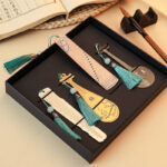 Buddha Stones Classical Musical Instruments Pipa Guzheng Guqin Ruan Metal Bookmarks Tassel With Gift Box Bookmarks BS 2