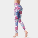 Buddha Stones Colorful Flower Petal Leaves Print Sports Exercise Fitness High Waist Leggings Women's Yoga Pants Women's Leggings BS PaleVioletRed XL(Fit for US8-10; UK/AU12-14; EU40-42)