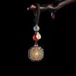 Buddha Stones Fu Character Blessing Ruyi Charm Key Chain Key Chain BS Square Fu Character Key Chain
