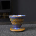 Buddha Stones Vintage Design Ceramic Coffee Mug Tea Espresso Coffee Cup 150ml Coffee Mug BS Blue Yellow 9cm*9cm*8cm*150ml