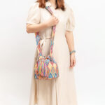 Buddha Stones Colorful Geometry Flowers Print Canvas Bucket Crossbody Bag Shoulder Bag Crossbody Bag BS 10