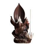 Buddha Stones Lotus Buddha Avalokitesvara Enlightenment Purple Clay Incense Burner Decoration Incense Burner BS 12