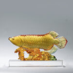 Buddha Stones Handmade Liuli Crystal Koi Fish Art Piece Luck Home Office Decoration Decorations BS 1