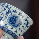 Buddha Stones Blue Landscape Mountains Lotus Cute Cat Pavilions Magnolia Reed Egrets Ceramic Teacup Small Kung Fu Tea Cup Cup BS 5