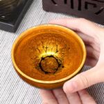 Buddha Stones Gold Spot Pattern Chinese Jianzhan Ceramic Teacup Kung Fu Tea Cup Bowl With Gift Box Jian Zhan Tea Cup BS 1