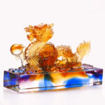 Buddha Stones Handmade Multicolored Dragon Liuli Crystal Art Piece Protection Home Office Decoration Decorations BS 4
