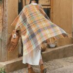 Buddha Stones Tibetan Shawl Colorful Wavy Striped Shapes Tassels Winter Cozy Travel Scarf Wrap Tibetan Shawl BS 6