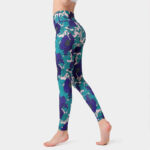 Buddha Stones Colorful Flower Petal Leaves Print Sports Exercise Fitness High Waist Leggings Women's Yoga Pants Women's Leggings BS PaleTurquoise XL(Fit for US8-10; UK/AU12-14; EU40-42)