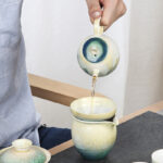 Buddha Stones Green Beige Chinese Gongfu Tea Ceramic Kung Fu Teapot 230ml Teapot BS 5