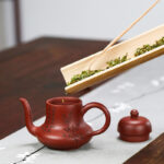 Buddha Stones Vintage Bamboo Peach Blossom Purple Clay Kung Fu Teapot Teapot BS 20